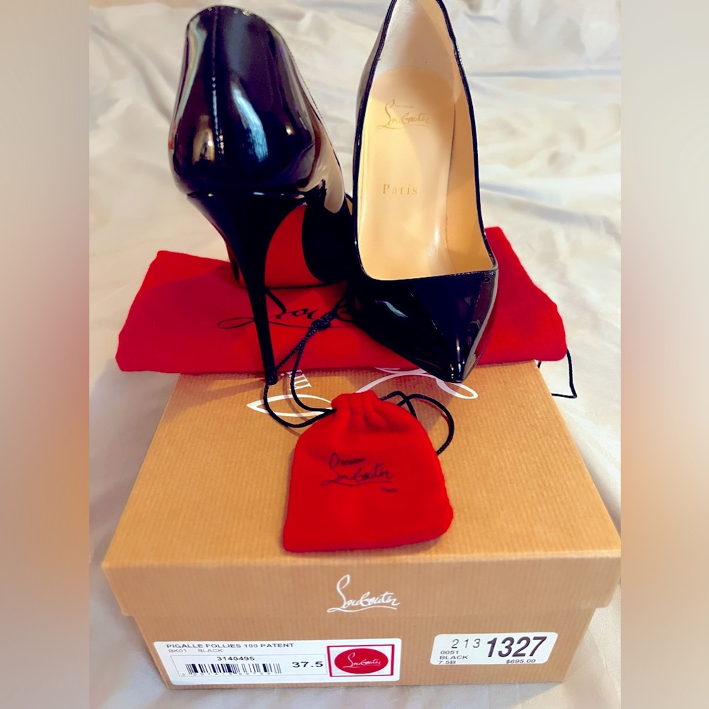 Christian Louboutin- Black Patent Pigalle Follies- 85 mm